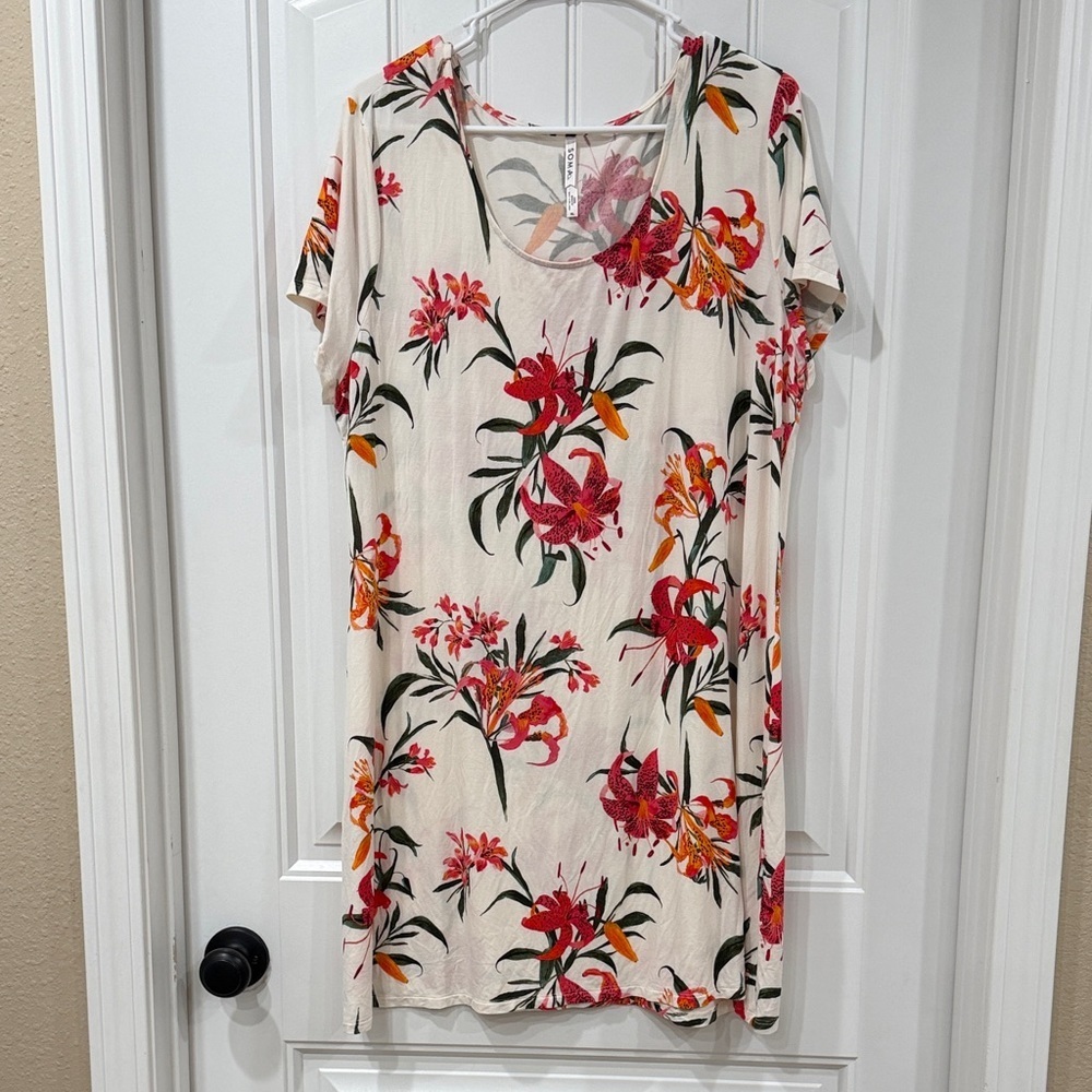 NWOT Soma Cool Nights Floral Short Sleeve Nightshirt - Picture 2 of 4